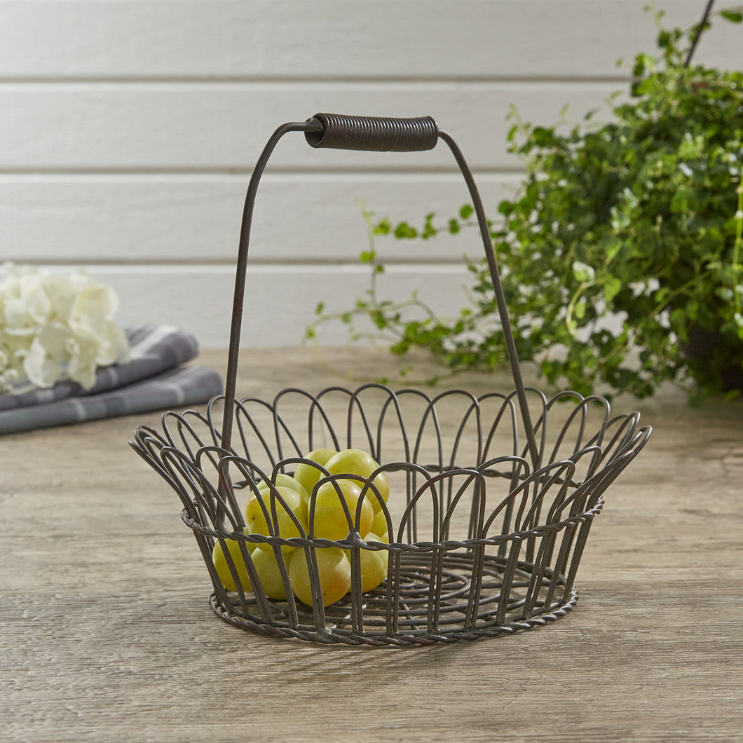 Scalloped Wire Edge Basket with Handle