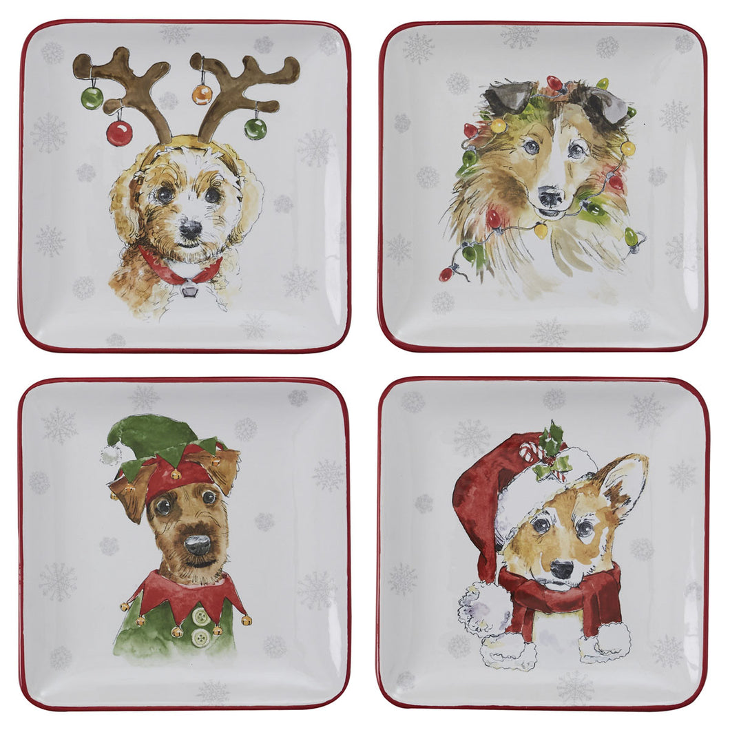 Holiday Paws Salad Plate - Set of 4