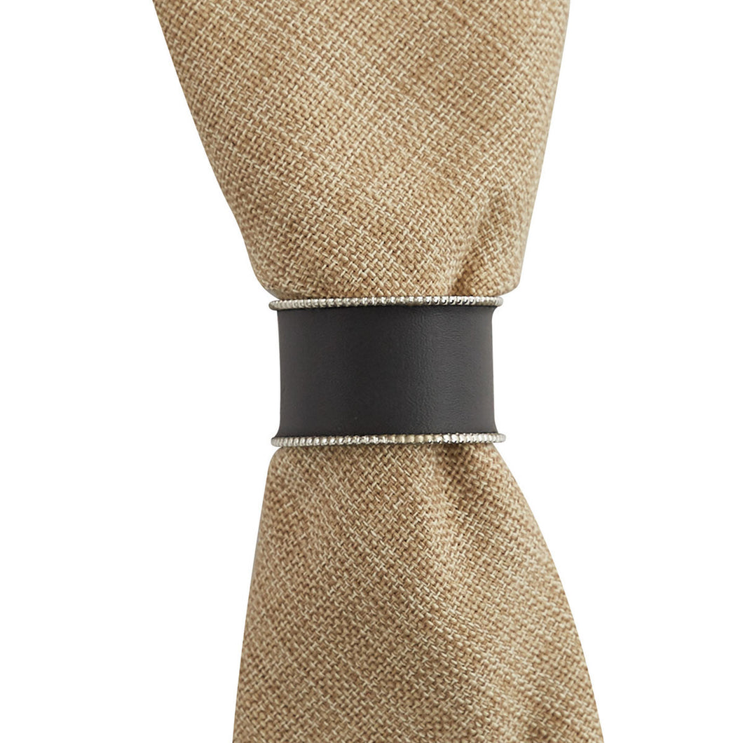 Black Beaded Cuff Napkin Ring - Set of 4