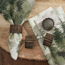 Load image into Gallery viewer, Pine Bark Cast Metal Napkin Ring - Set of 4
