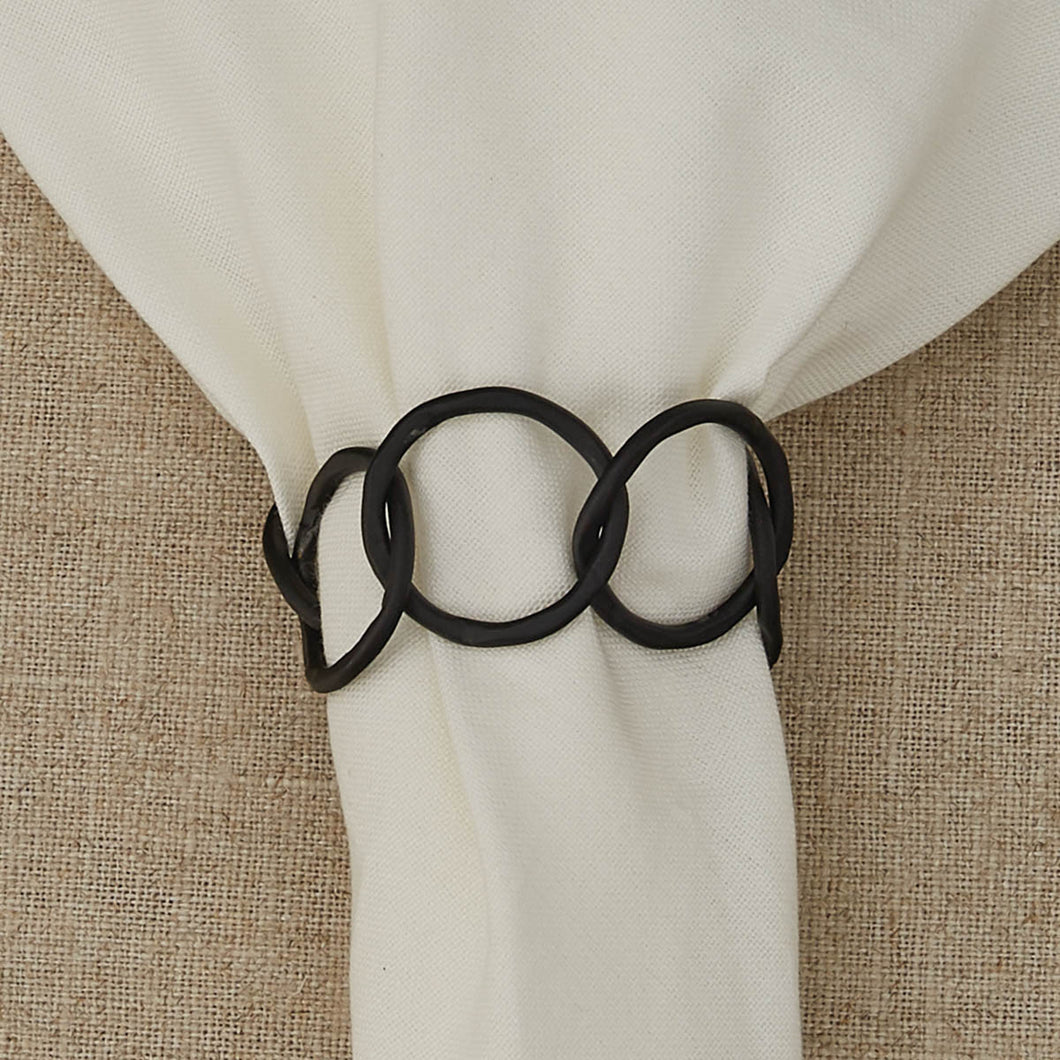 Circle Links Napkin Ring Black - Set of 4