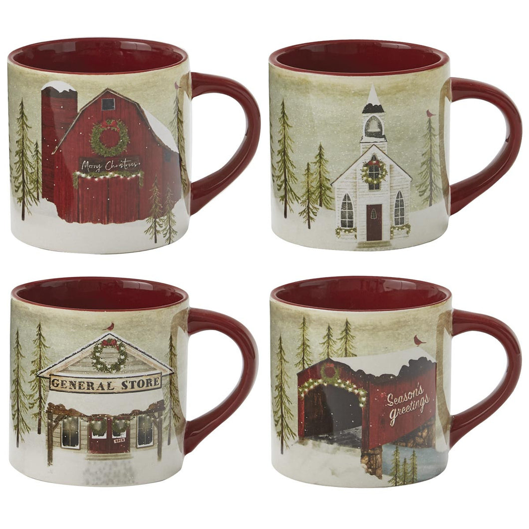 Vintage Hometown Mug Set - Set of 4