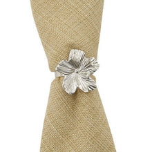 Load image into Gallery viewer, Silver Finish Flower Napkin Ring - Set of 4
