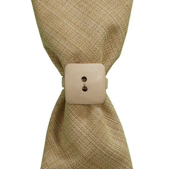 Button Napkin Ring Square - Sand - Set of 12