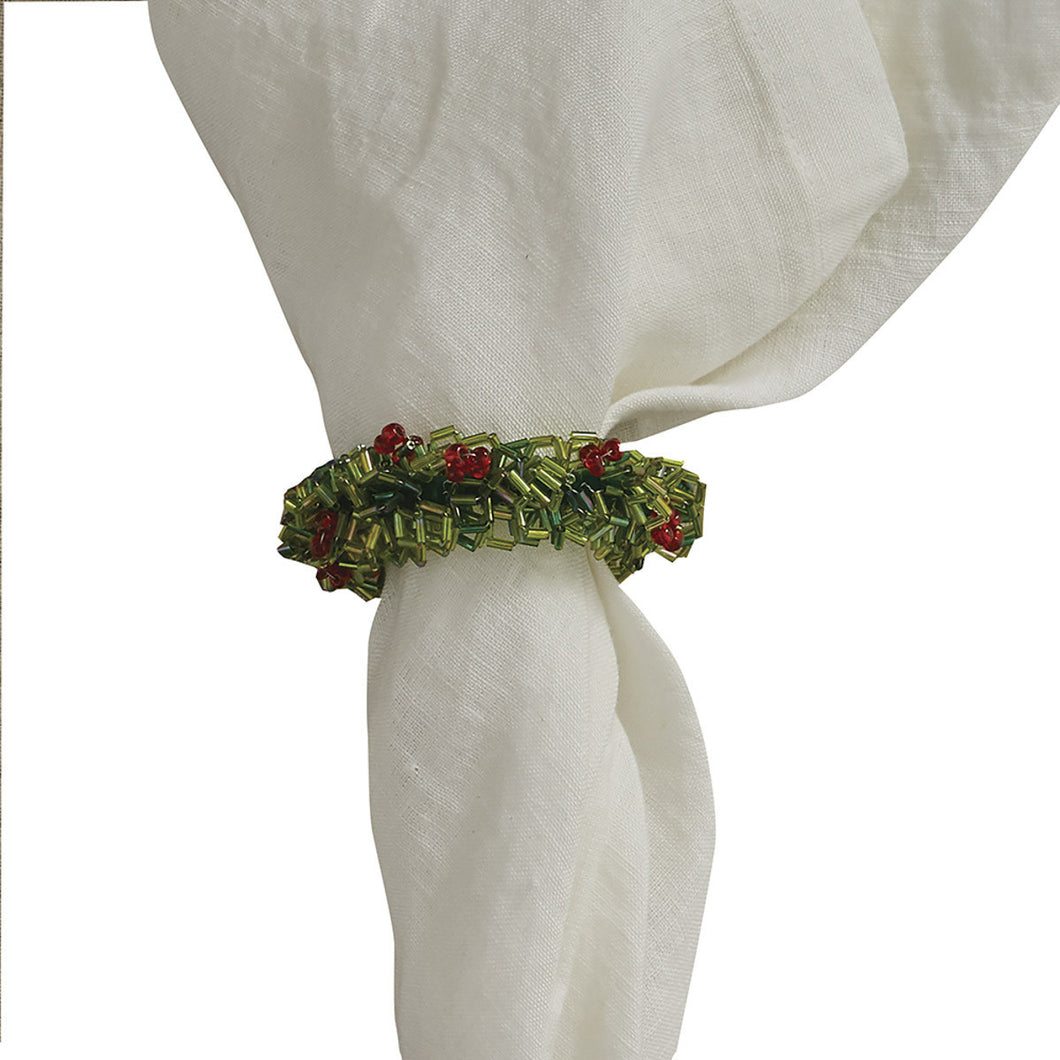 Beaded Wreath Napkin Ring - Set of 4