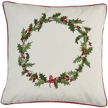Load image into Gallery viewer, Holly and Ticking 20&quot; Pillow with Polyester Insert - Set of 2
