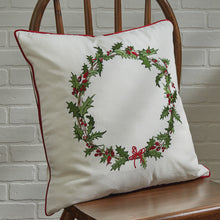 Load image into Gallery viewer, Holly and Ticking 20&quot; Pillow with Feather Down Insert - Set of 2
