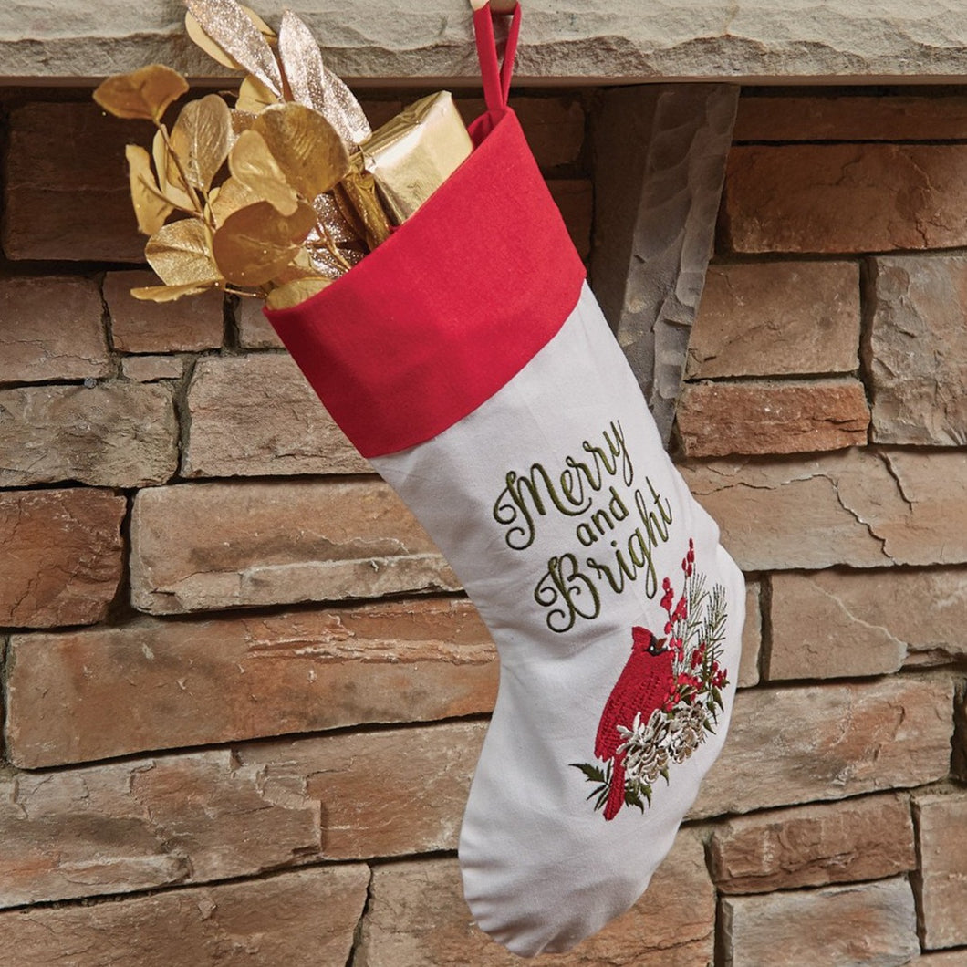 Cardinal Embroidered Stocking