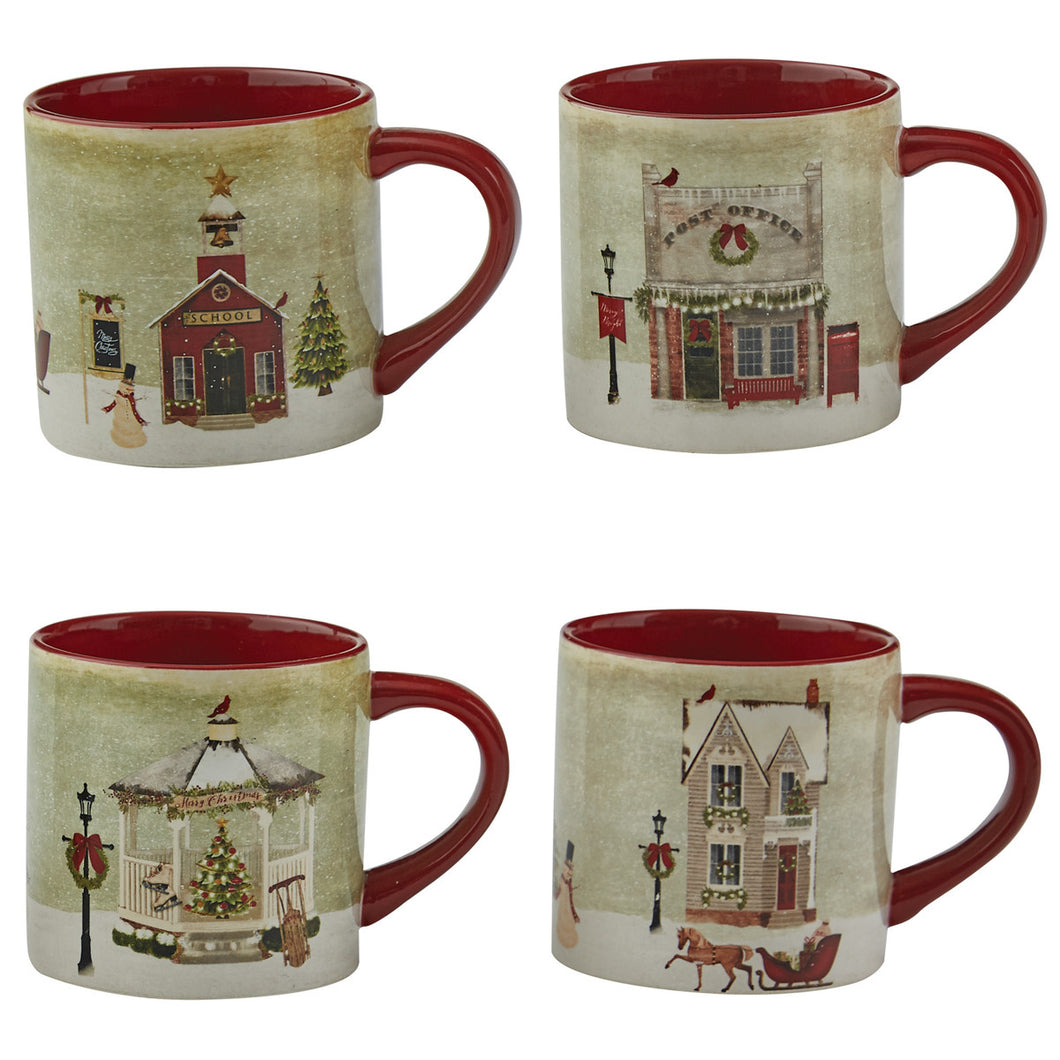 Vintage Town Square Mug - Set of 4