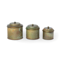 Load image into Gallery viewer, Patina Lidded Canisters (Set of 3)
