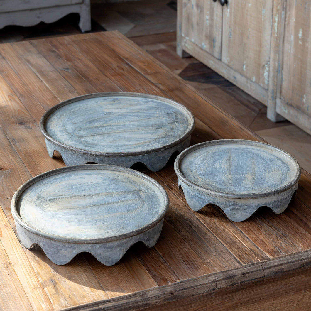 Aged Metal Display Platforms (Set of 3)
