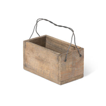 Load image into Gallery viewer, Primitive Wood Box with Wire Handle
