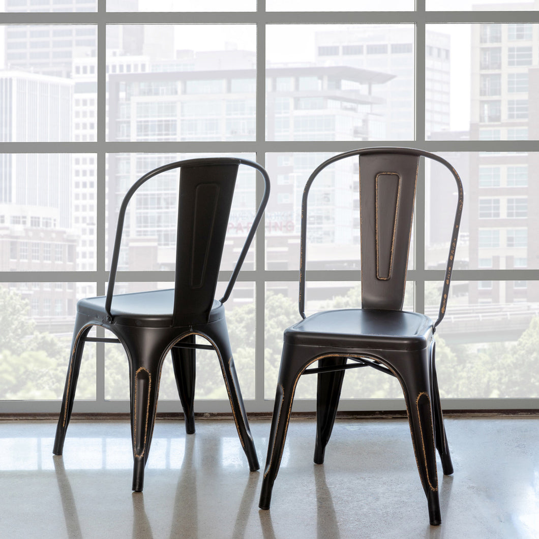 Antique Black Metal Bistro Chair (Each)