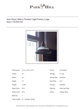 Load image into Gallery viewer, Bakery Pendant Light Fixture, Large
