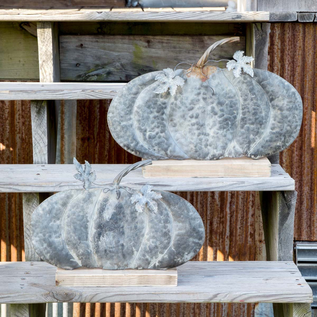 Weathered Tin Fairy Tale Pumpkins (Set of 2)
