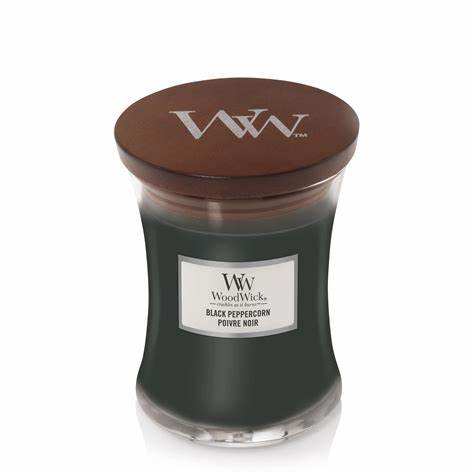 Woodwick Candle Black Peppercorn by Yankee Medium Hourglass Jar 9.7 oz