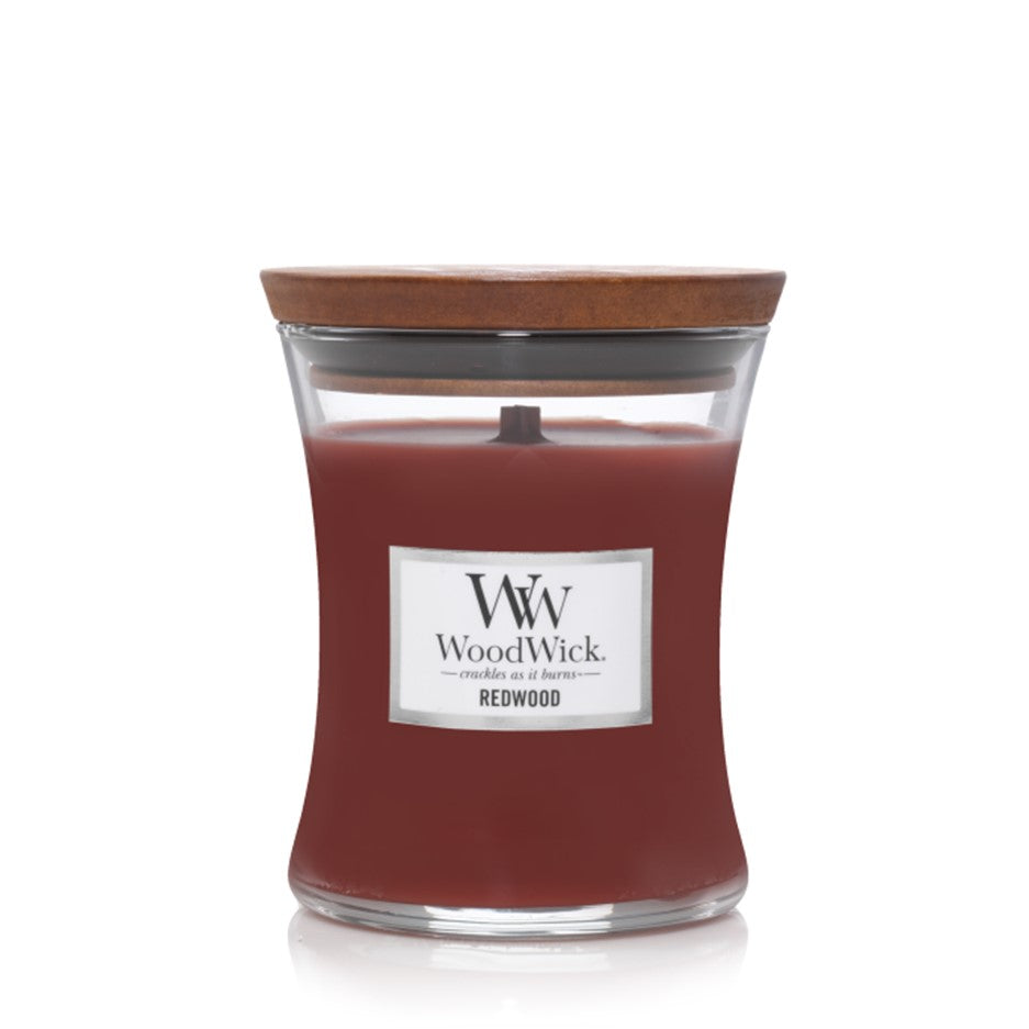 Woodwick Candle Redwood by Yankee Medium Hourglass Jar 9.7 oz