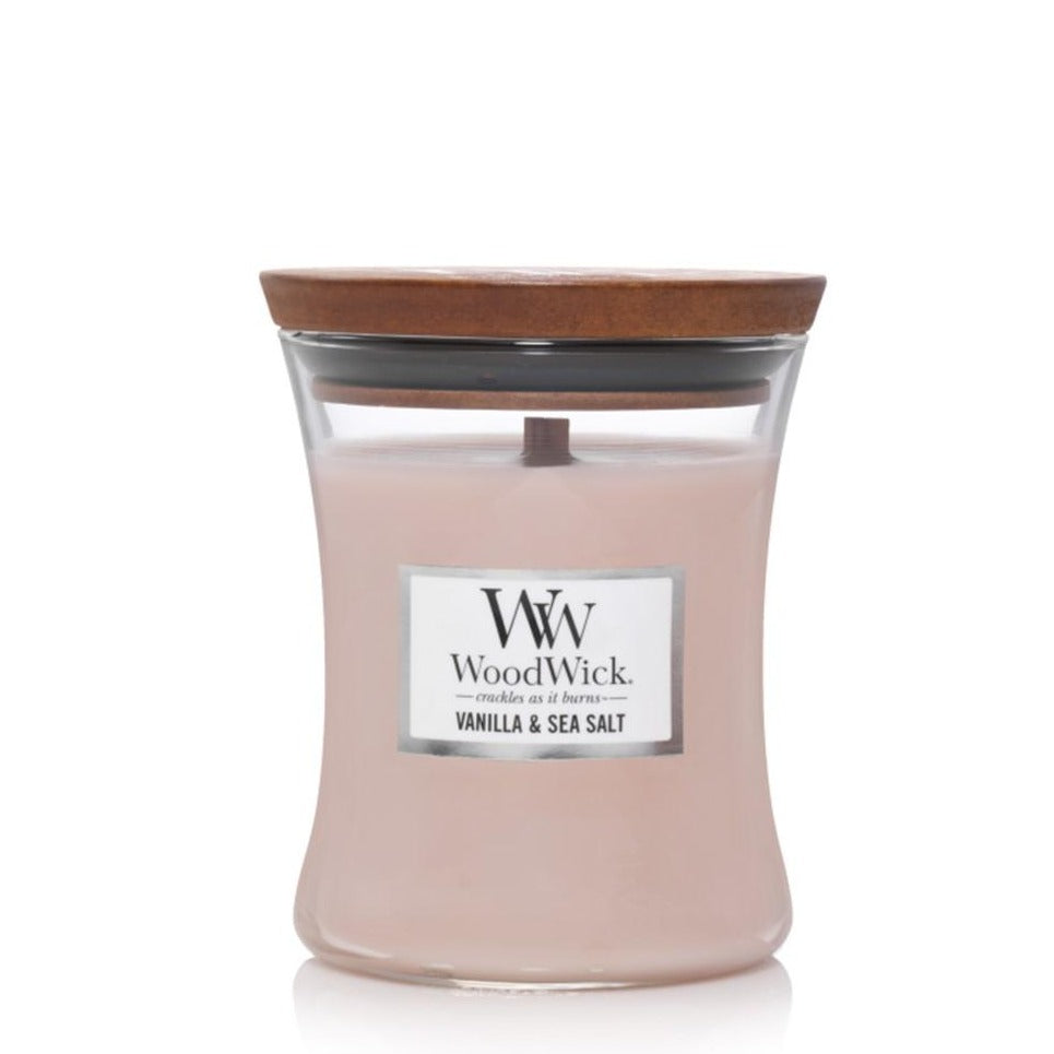 Woodwick Candle Vanilla & Sea Salt by Yankee Medium Hourglass Jar 9.7 oz