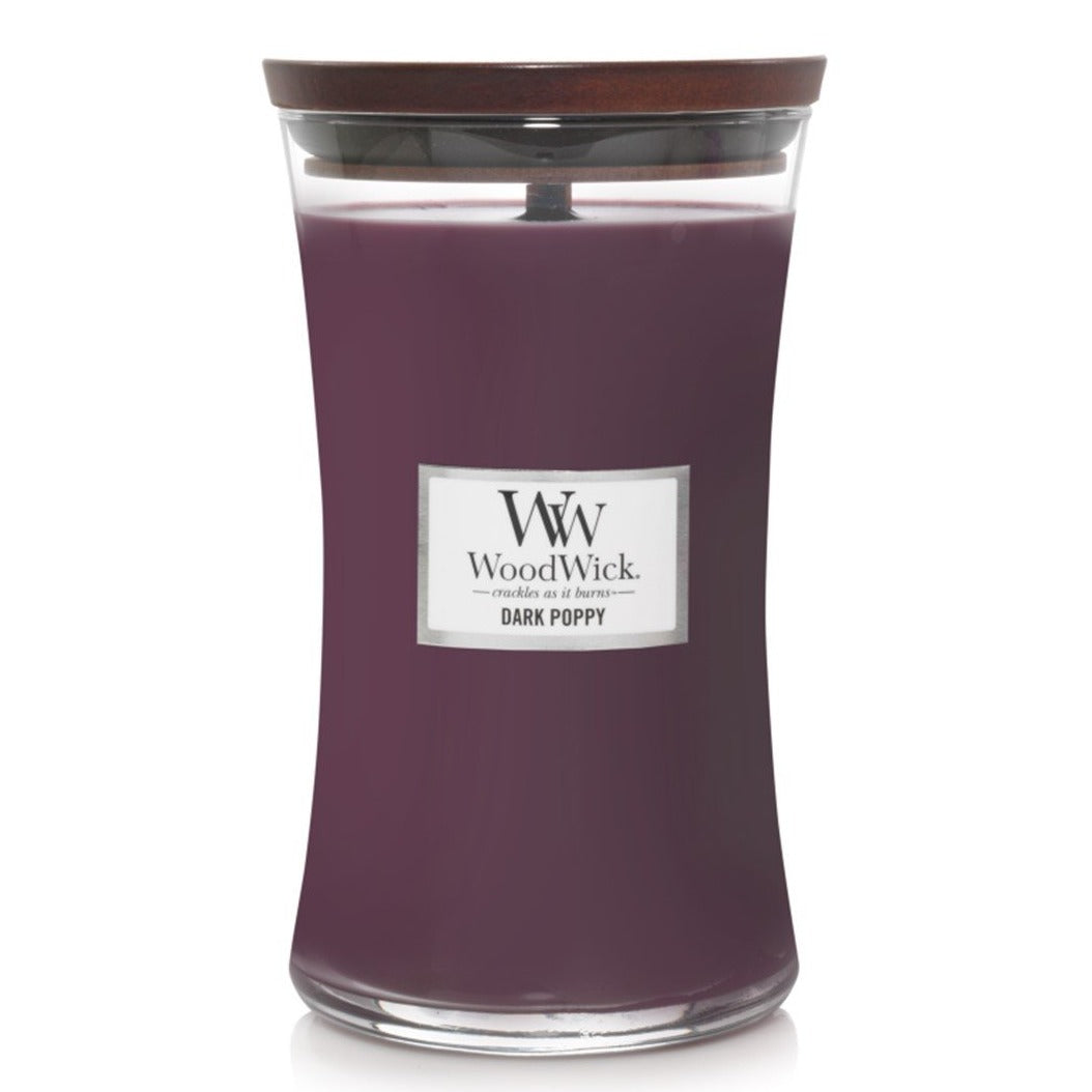 Woodwick Candle Dark Poppy by Yankee Large Hourglass Jar 21.5 oz