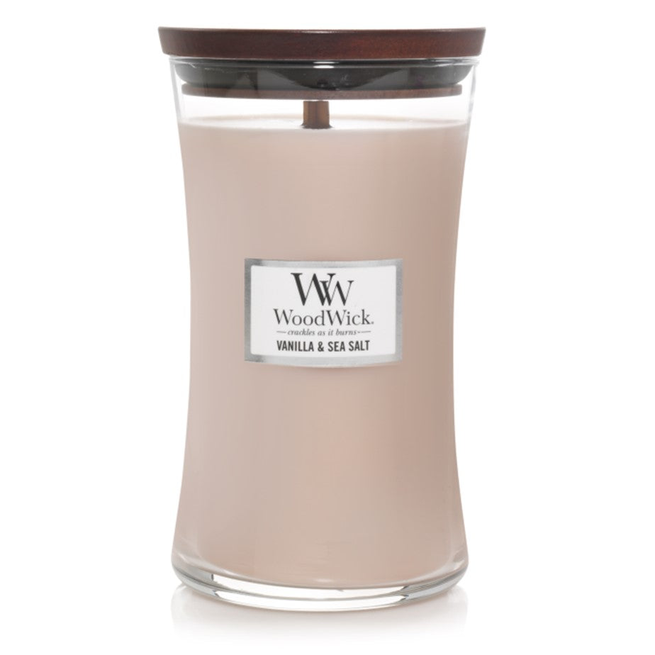 Woodwick Candle Vanilla & Sea Salt by Yankee Large Hourglass Jar 21.5 oz