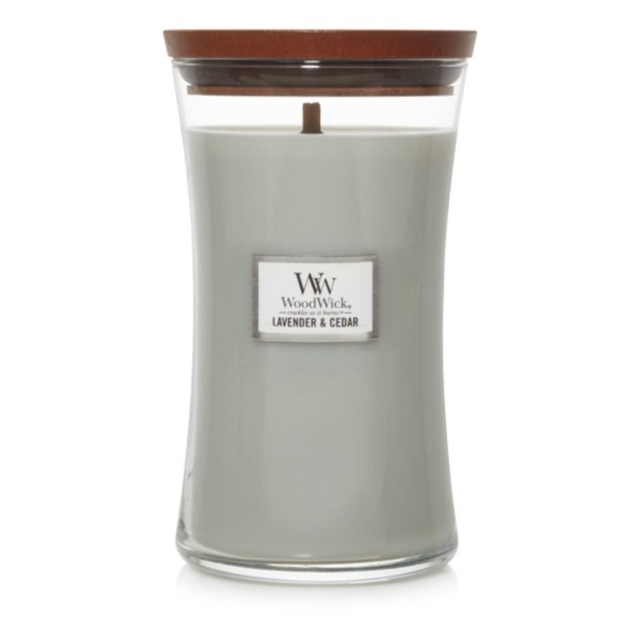 Woodwick Candle Lavender & Cedar by Yankee Large Hourglass Jar 21.5 oz