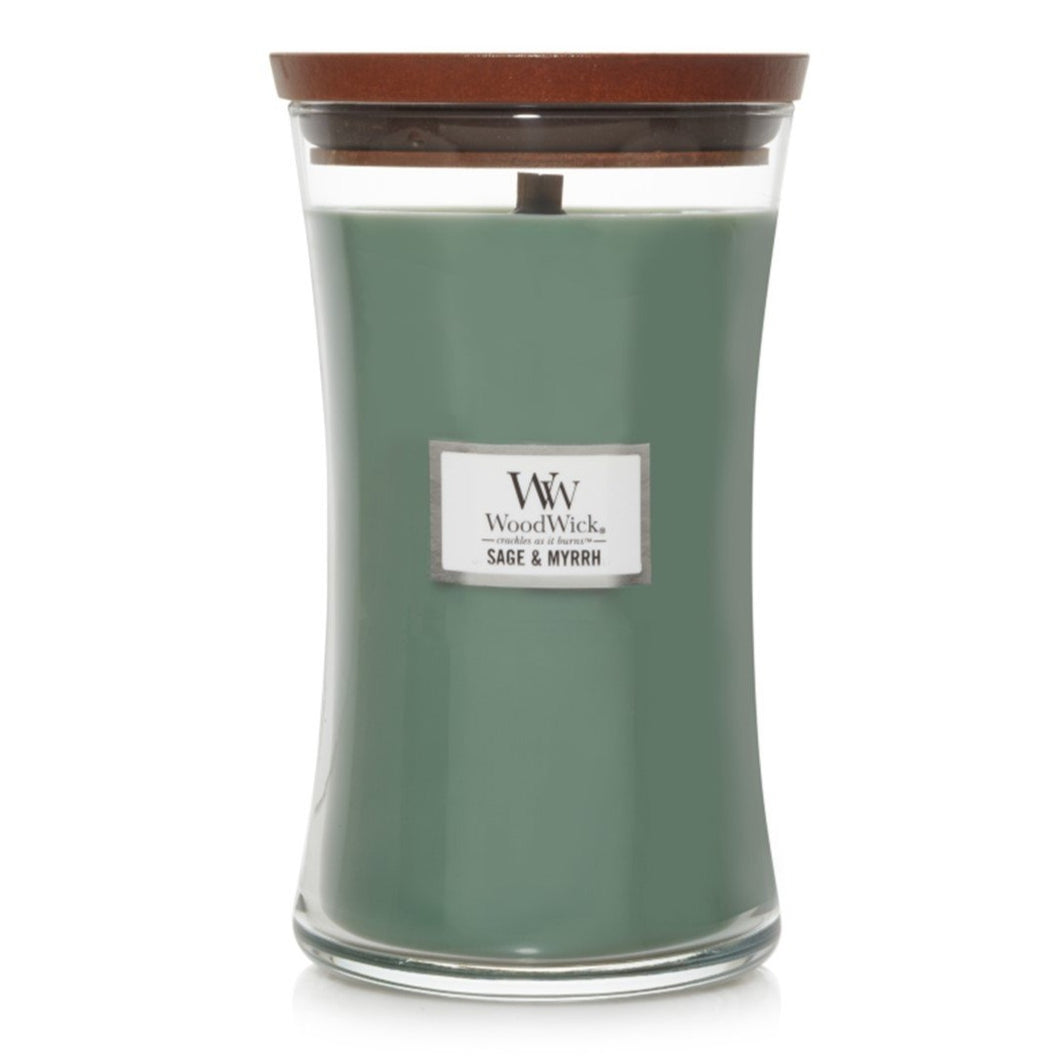 Woodwick Candle Sage & Myrrh by Yankee Large Hourglass Jar 21.5 oz