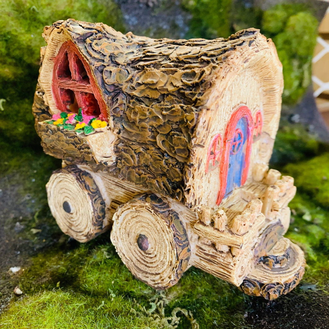 Fairy Garden Log Wagon