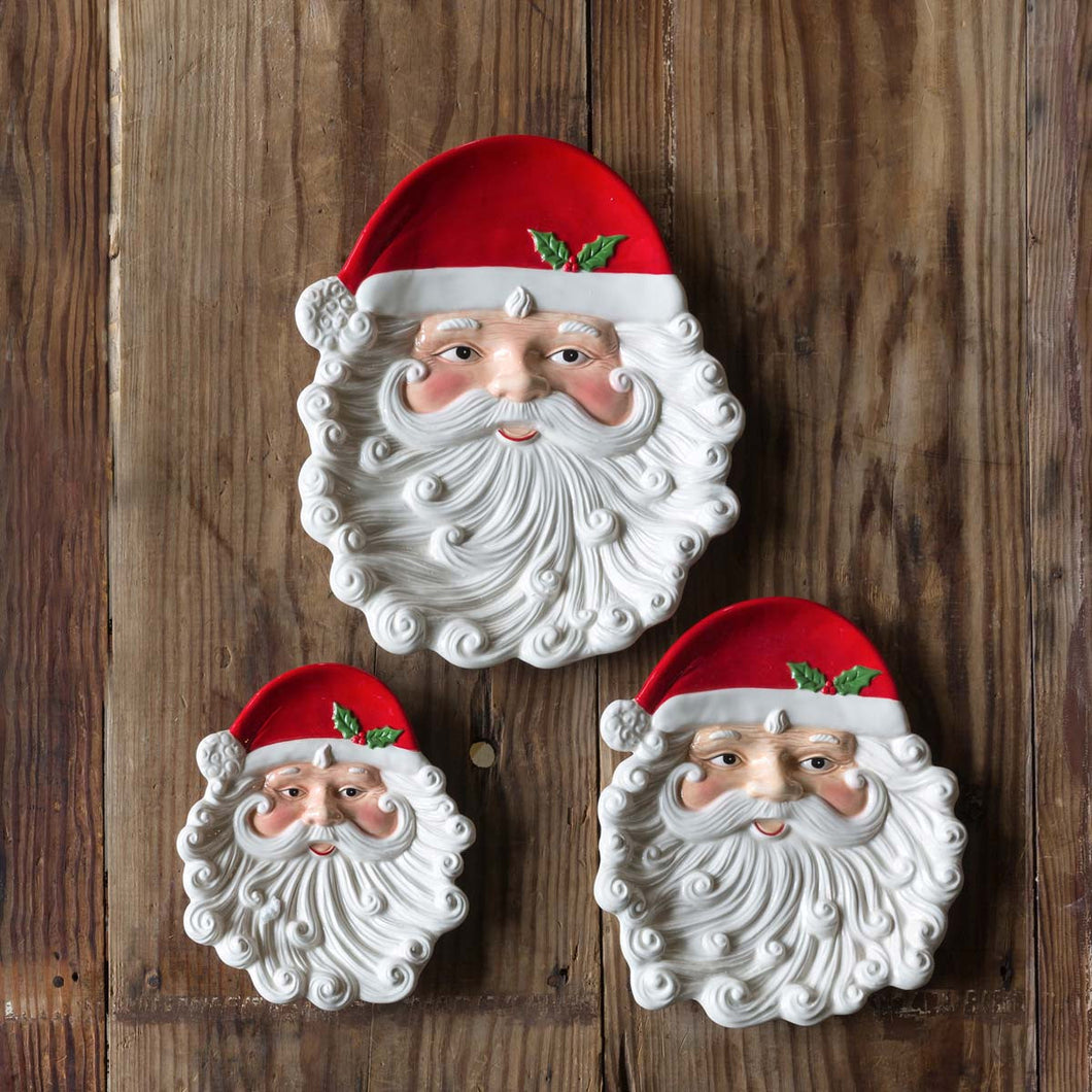 Big Jolly Santa Face Plates (Set of 3)