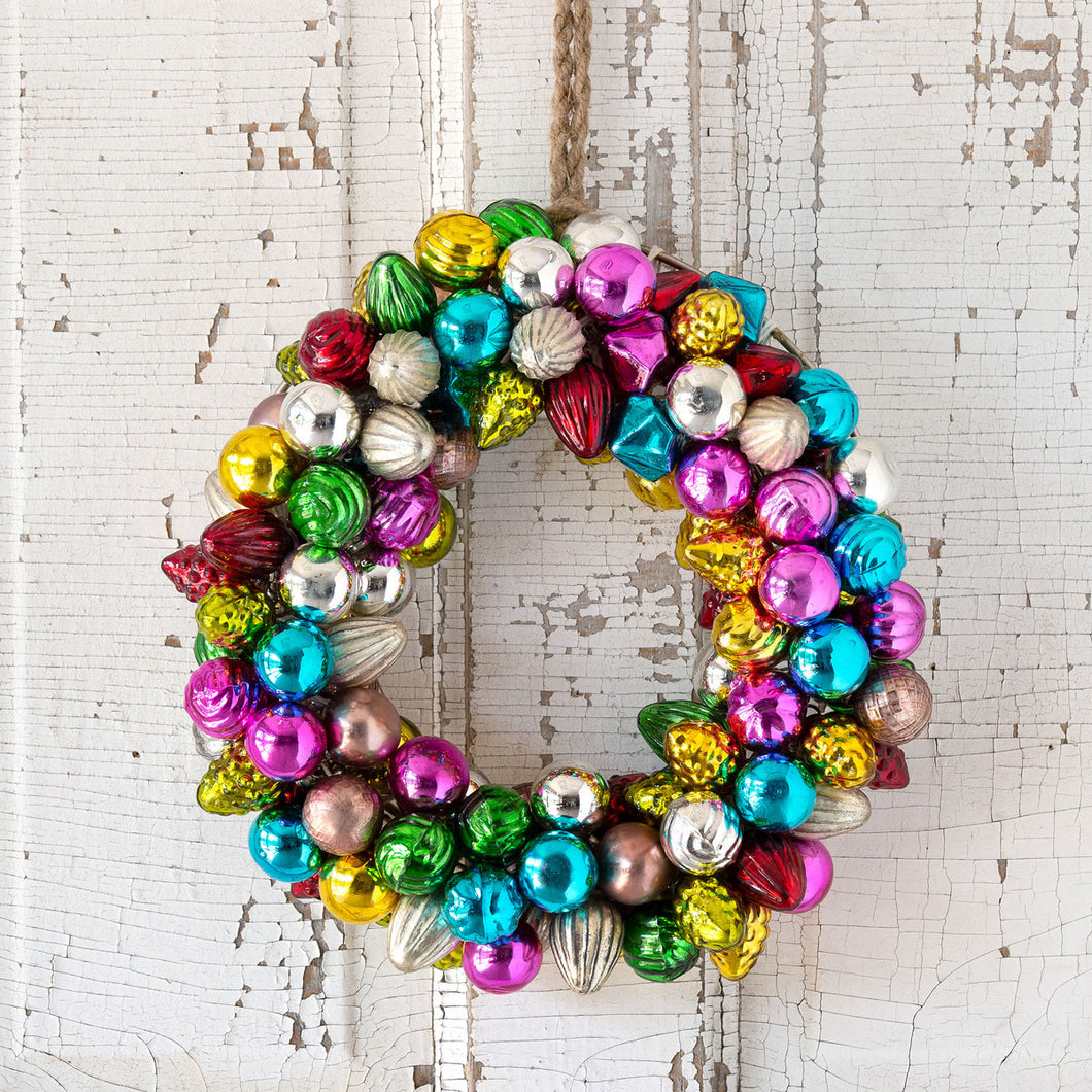 Vintage Multi Color Glass Ball Wreath