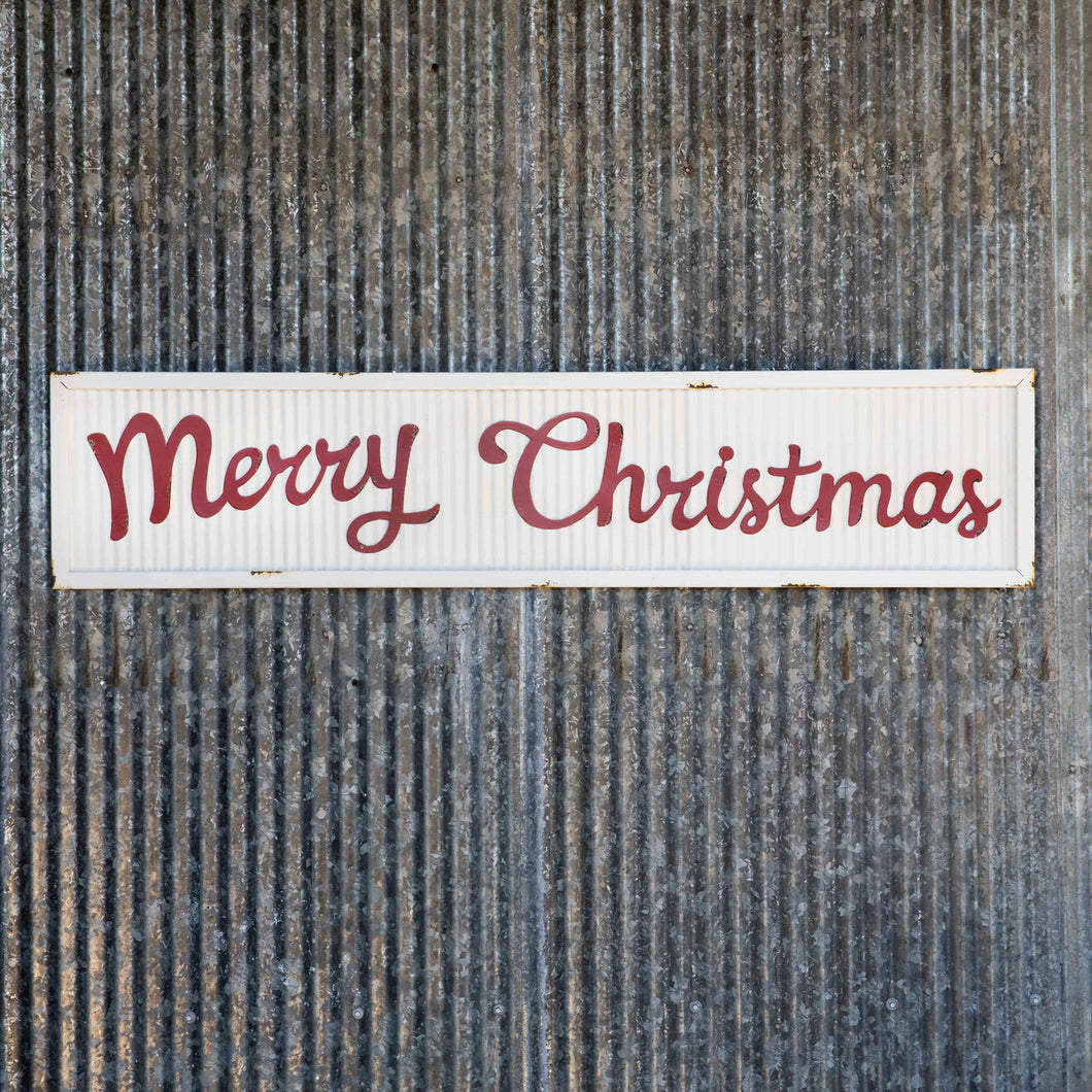 Corrugated Metal Merry Christmas Sign