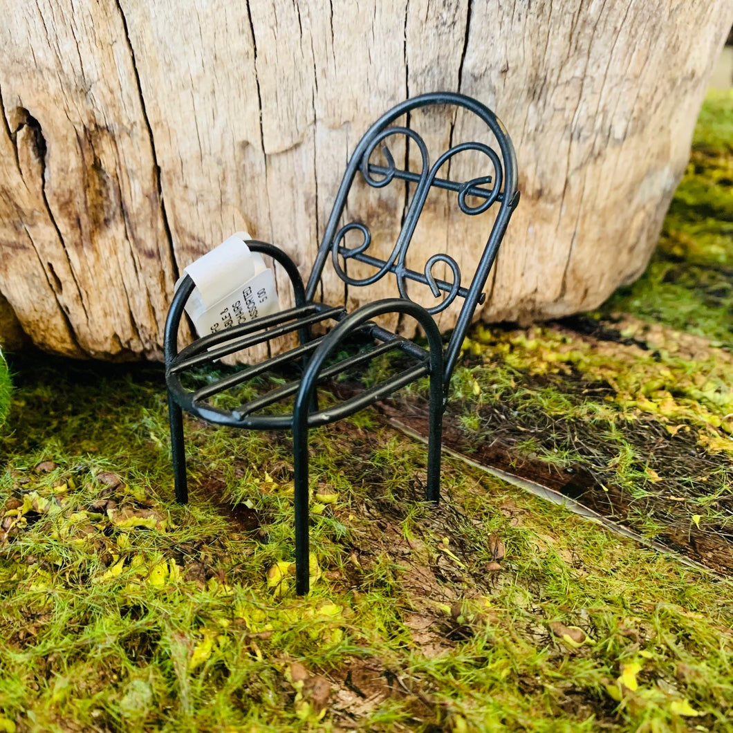Fairy Garden Black Metal Chair
