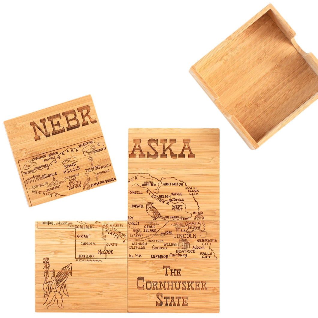 Nebraska Puzzle 4-Pc. Coaster Set with Case