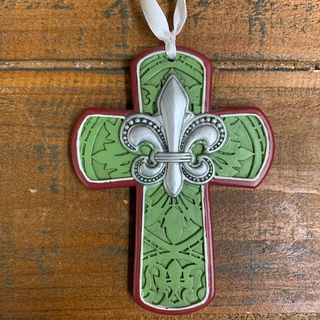 Green Hanging Cross Ornament