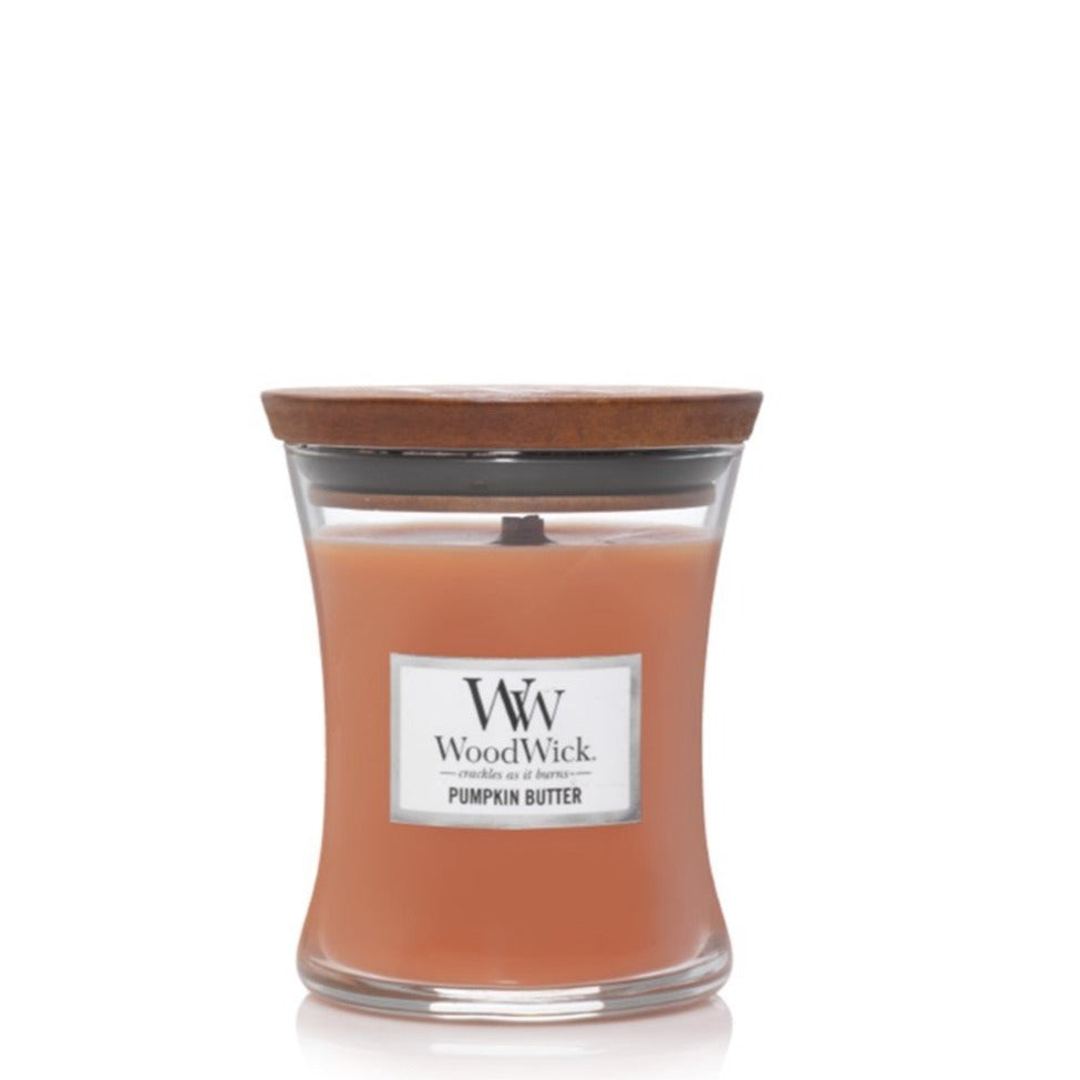 Woodwick Candle Pumpkin Butter by Yankee Small Hourglass Jar 3.4 oz