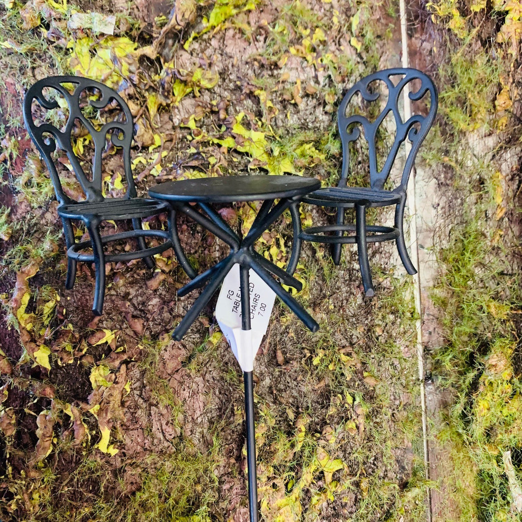 Fairy Garden Black Iron Bistro Table and Chairs