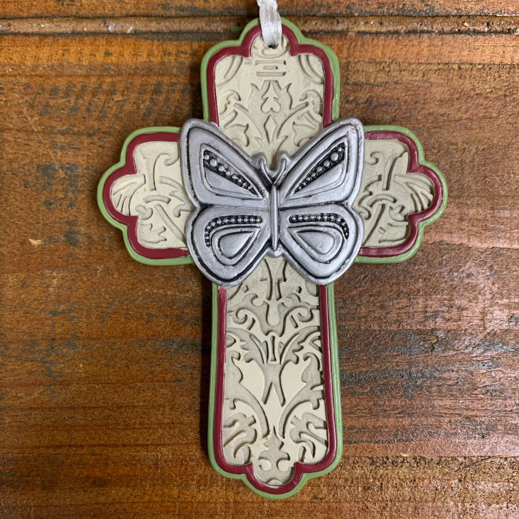 Off-White Hanging Cross Ornament